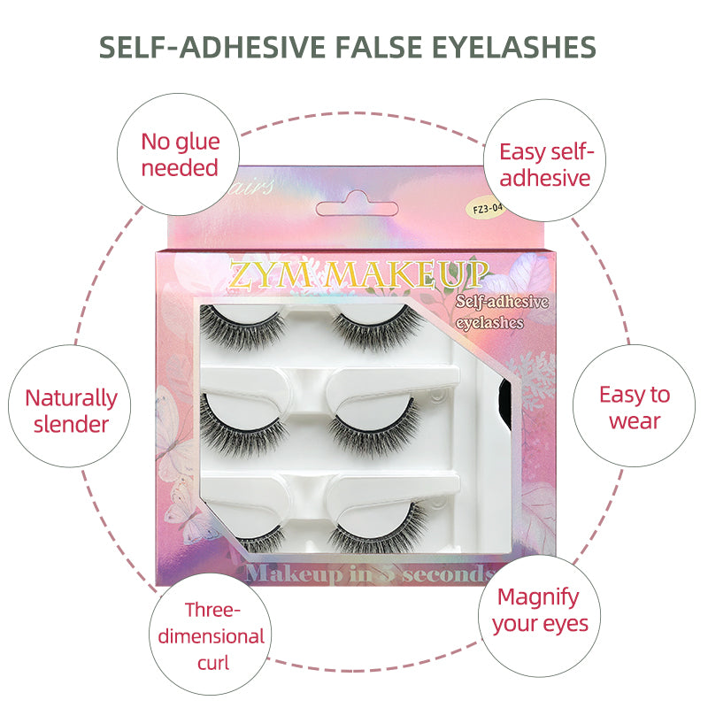 3 pair Reusable Glue-Free Eyelashes